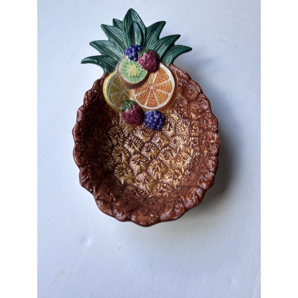 Fitz & Floyd Pineapple‎ Bowl 1994 Tropical Fruit Dish Ceramic Decor Vintage